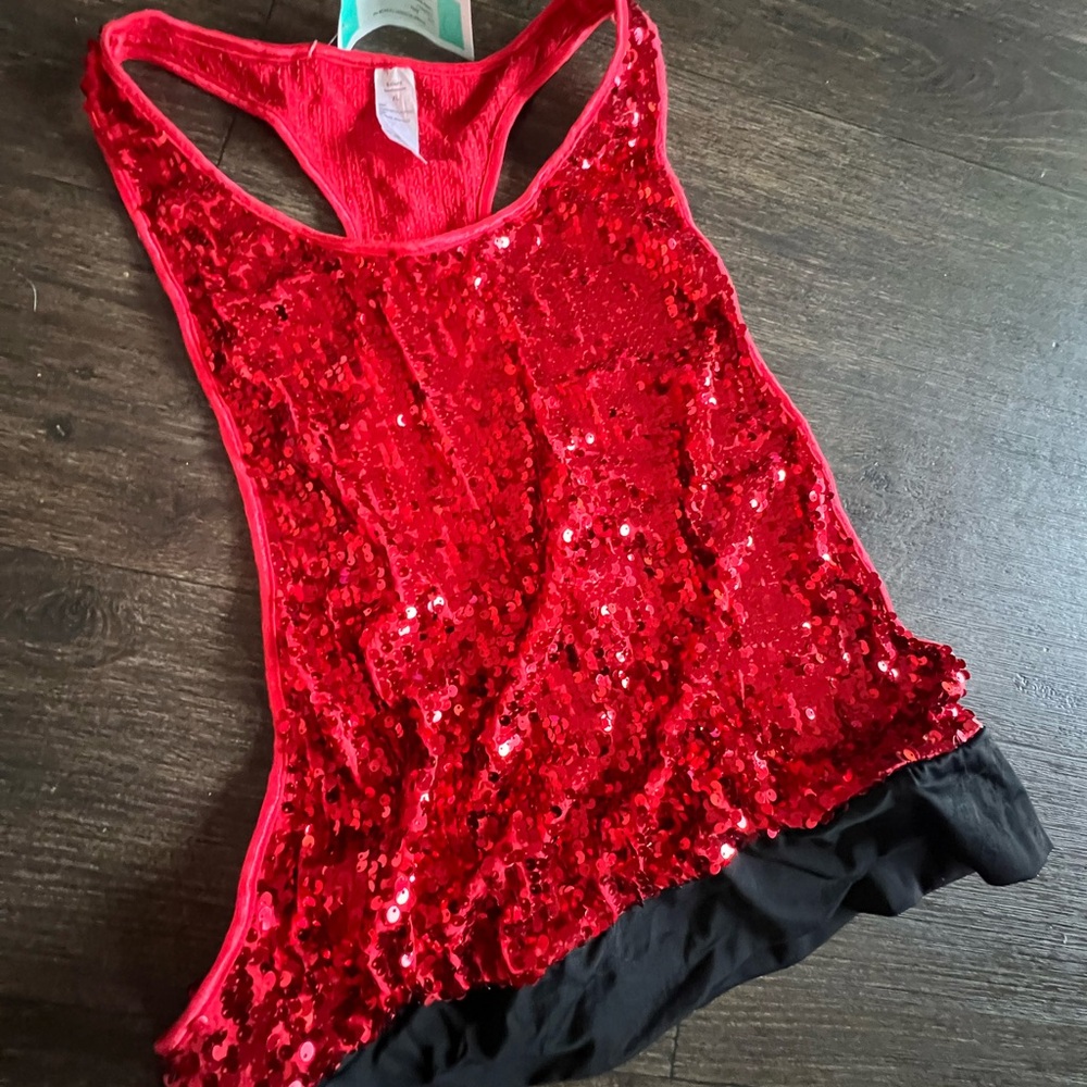 Red sequin top